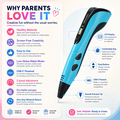 🔥Limited Time 49% OFF | 3D Magic Creation Pen for Kids — Create Endless 3D Designs, Learn STEM Skills & Have Fun Without Screens