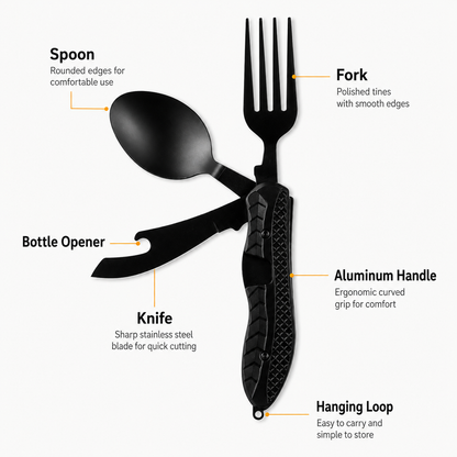 🔥Limited Time 49% OFF | 4-in-1 Quick-Detach Portable Cutlery | Eat Like Home, Anywhere You Travel