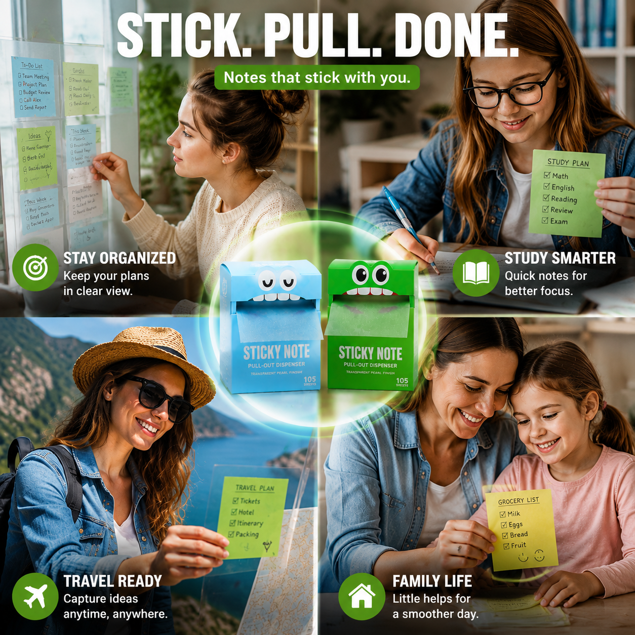 🔥Limited Time 49% OFF | Cute Pull-Out Pearl Sticky Notes Dispenser – Transparent Aesthetic Study Notes for Desk Setup & Office