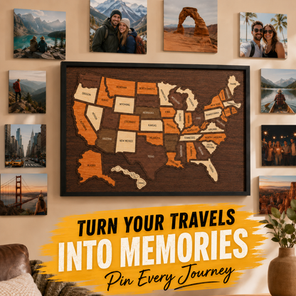 🔥Limited Time 49% OFF — Wooden USA Travel Map Puzzle🧩A Stylish Way to Track Your Journey