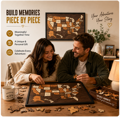 🔥Limited Time 49% OFF — Wooden USA Travel Map Puzzle🧩A Stylish Way to Track Your Journey