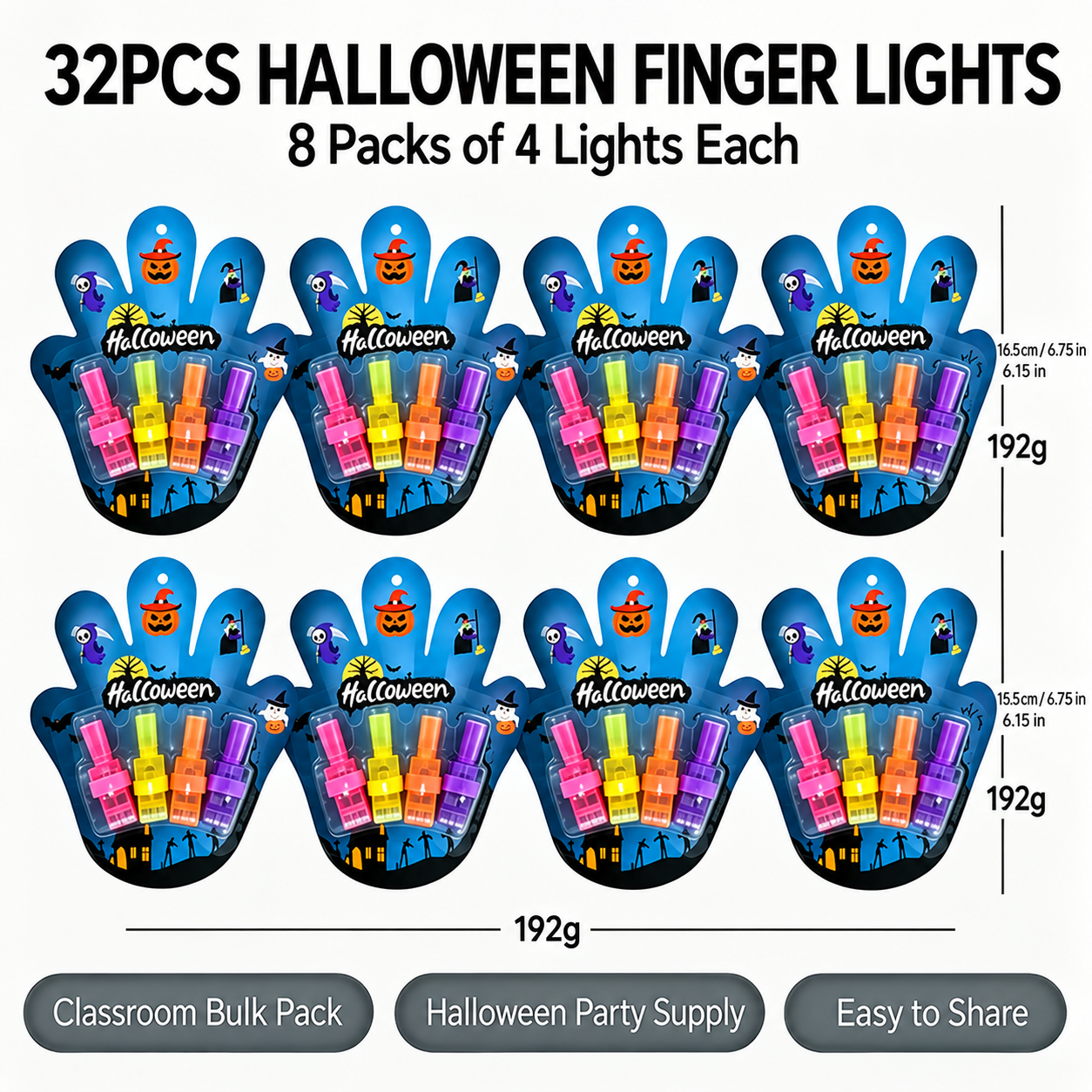 🔥Last Day 50% OFF | 🎃4PCS Halloween Finger Projector Lights – Mini Pattern Projector