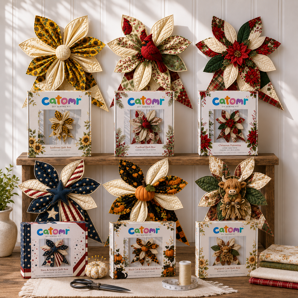🏆 Early Bird Sale 50% OFF🔥 – Large Patchwork Bow Sewing Kit