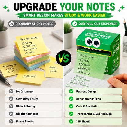 🔥Limited Time 49% OFF | Cute Pull-Out Pearl Sticky Notes Dispenser – Transparent Aesthetic Study Notes for Desk Setup & Office