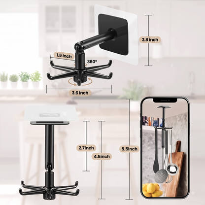 💛Limited Time 50% OFF | 360 Self-Adhesive Rotating Kitchen Hooks